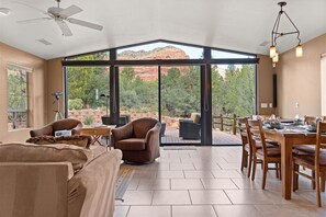 TV, fireplace - Lovely Private Home w/ Exceptional Red Rock Views! Pebble Dr - S072 (Sedona)