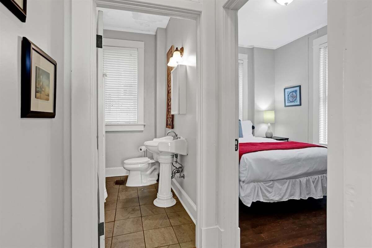 Easy access to both the bedroom and bathroom in this thoughtfully designed hallway.