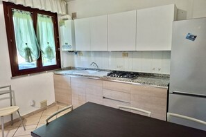 Fridge, microwave, stovetop, toaster