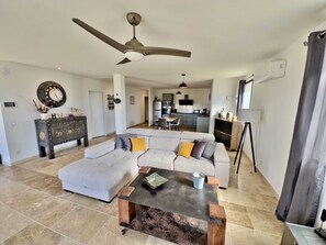 Smart TV, fireplace, video games, table football