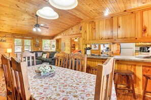 House (2 Bedrooms) | Interior - Deck & Mtn Views: 'sunset Ridge Cabin' in Murphy (Murphy)