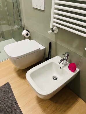 Ducha, secador de pelo, bidet, toallas