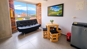 40-inch flat-screen TV with cable channels