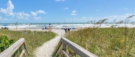 On the beach, white sand