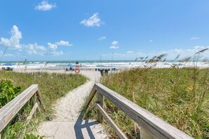 On the beach, white sand