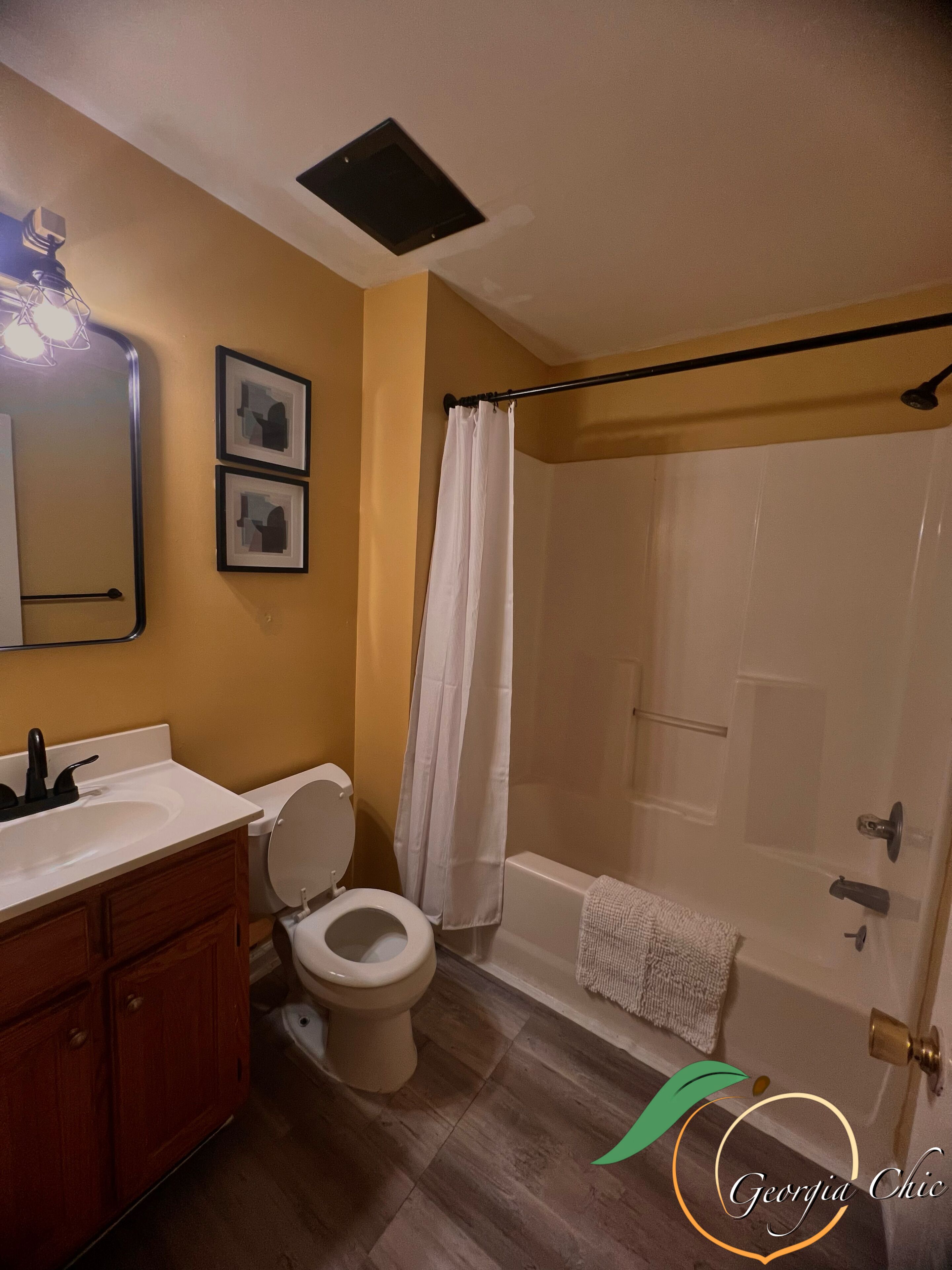 Shower, towels, soap, toilet paper