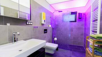 Dusche, Haartrockner, Handtücher