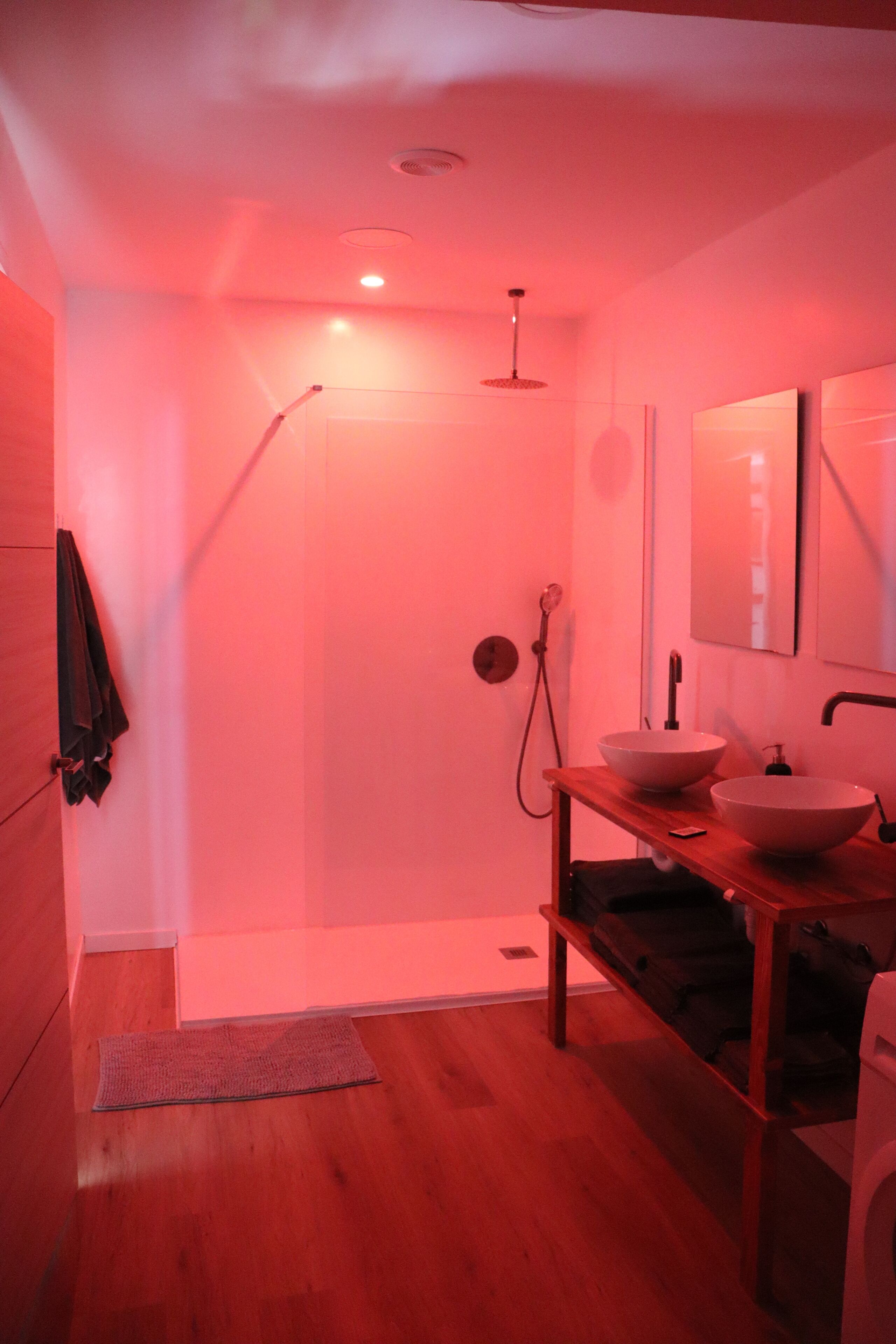 Douche, baignoire à jets, sèche-cheveux, bidet