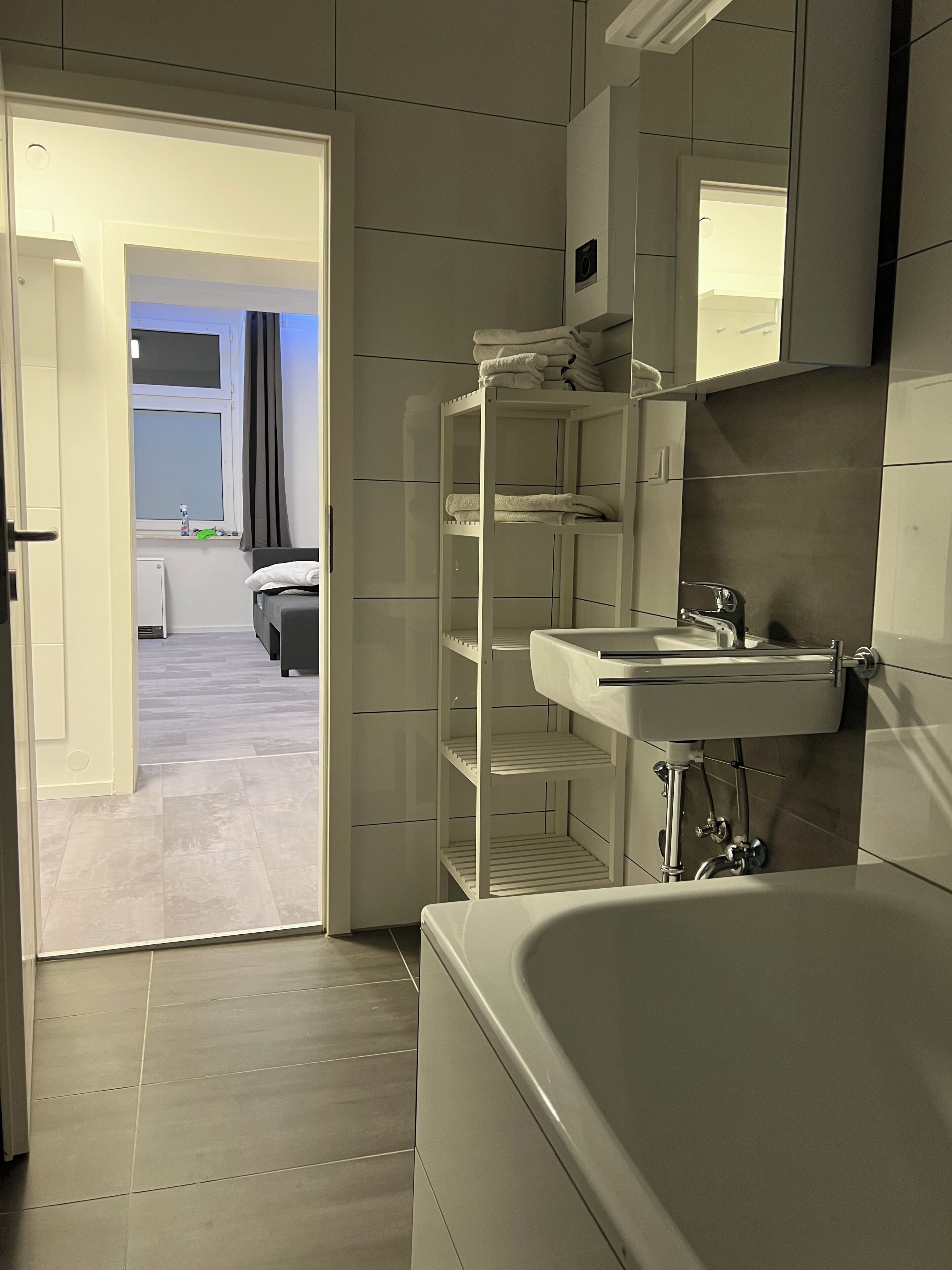 Hiustenkuivaaja, pyyhkeet, saippua, vessapaperi