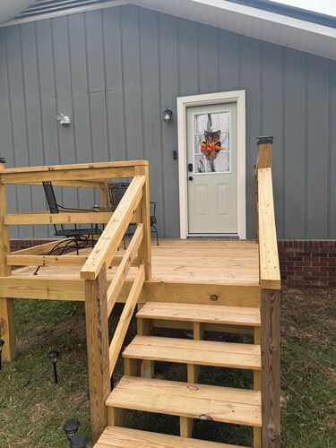 Peaceful Suite with private deck, master bedroom/bathroom with walk in shower.