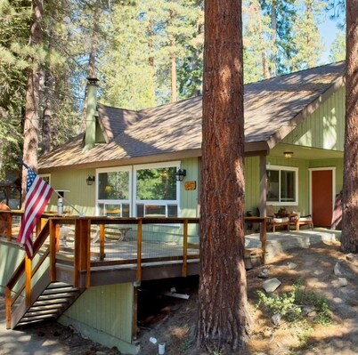 One acre with a fire pit, kids play area, treehouse, zipline, pets welcome