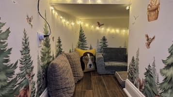 Smart TV, chimenea, videojuegos y libros