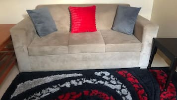 Deluxe appartement | Woonruimte | Een 32-inch smart-tv met digitale zenders