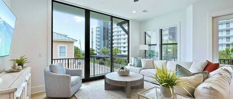 Smart TV, video games, foosball, stereo