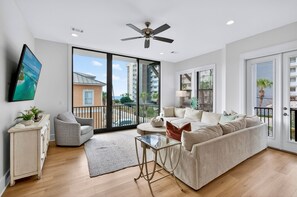 Smart TV, video games, foosball, stereo