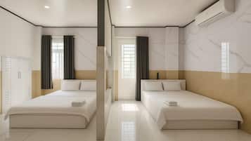 Executive Quadruple Room | In-room safe, desk, laptop workspace, blackout drapes