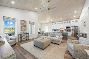 Signature House, 4 Bedrooms, Balcony, Garden View | Living room | 50-inch Smart TV with digital channels - Coastal Dream (Orange Beach)