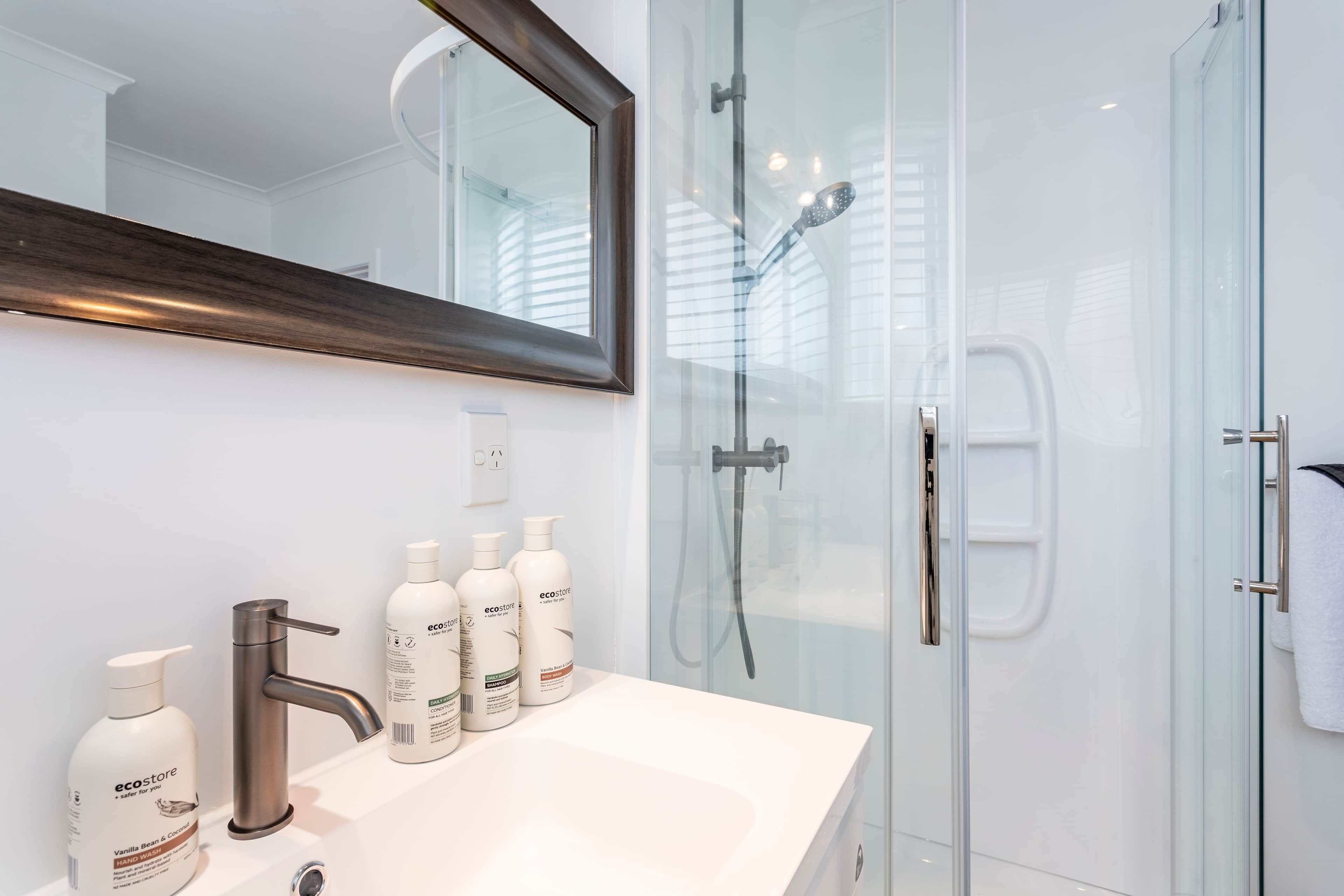 シャワー、ヘアドライヤー、タオル、石鹸