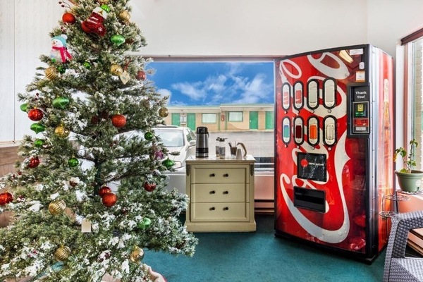 Grab a quick drink and settle in after the drive.