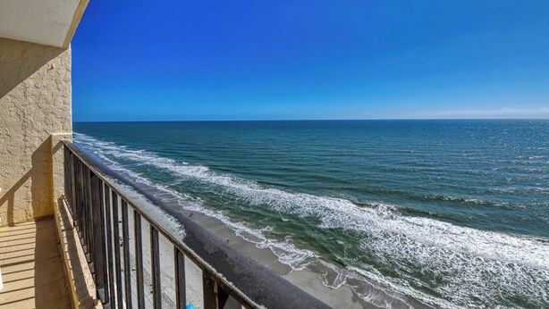 A balcony with a view of the ocean. - Atalaya Tower 1603 - Three Bedroom, Oceanfront Condo in Garden City Beach (Garden City Beach)