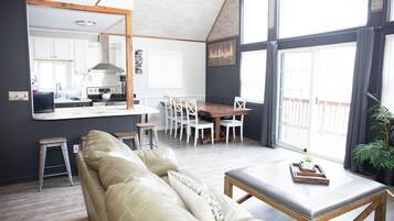 Smart TV, fireplace, video games, foosball