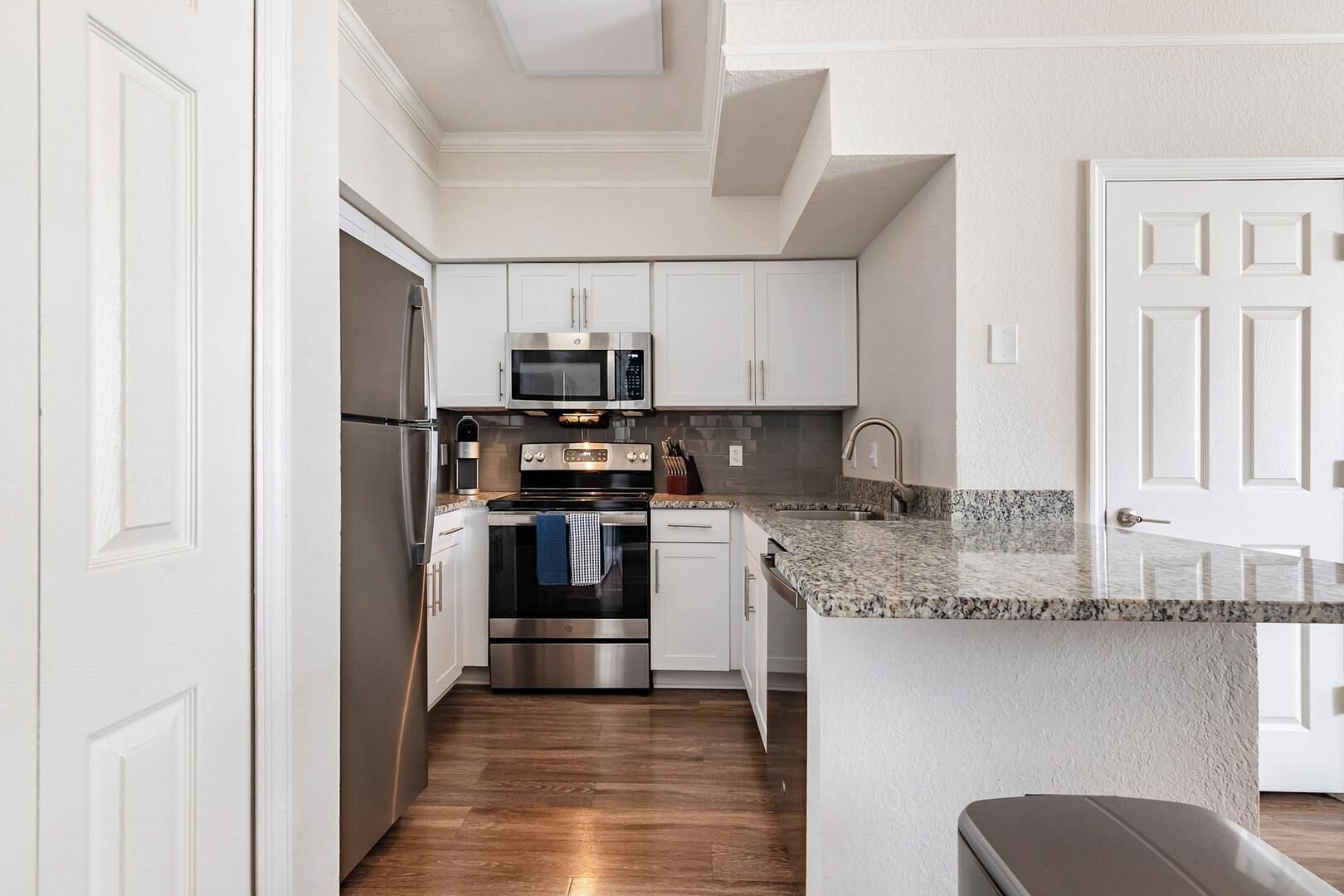 Fridge, dining tables