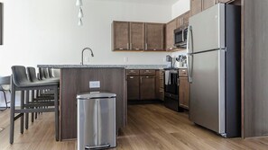Fridge, dining tables