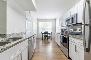 Fridge, dining tables