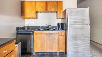 Fridge, dining tables