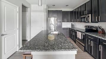 Fridge, dining tables