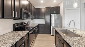 Fridge, dining tables