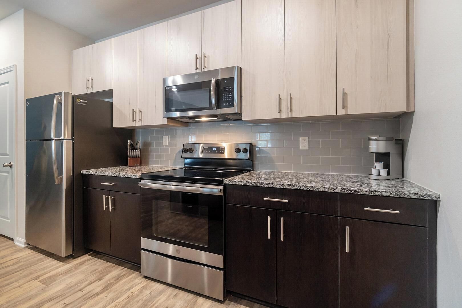 Fridge, dining tables