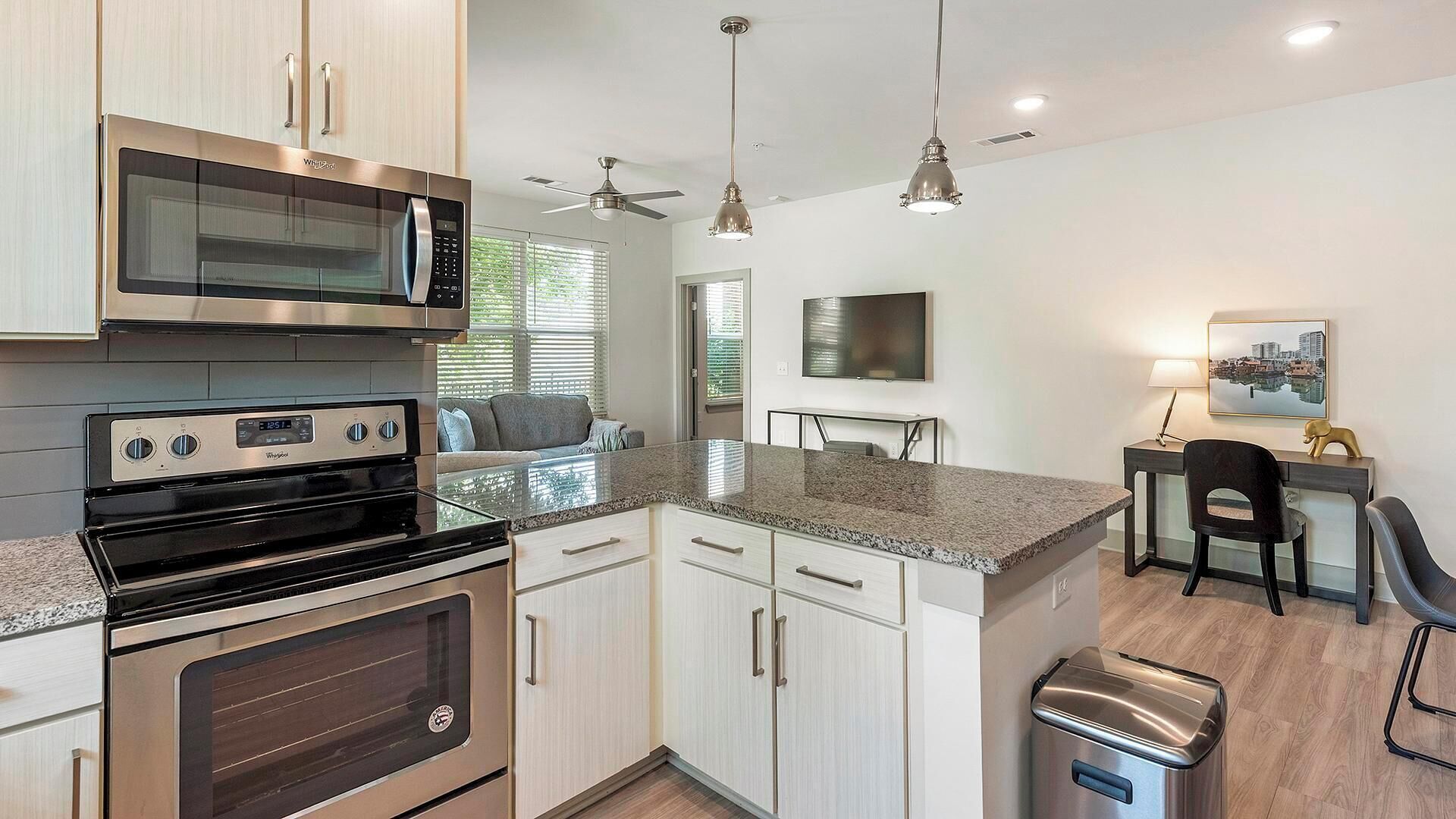 Fridge, dining tables