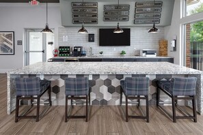 Fridge, dining tables - Landing | Modern 2BD, Clubhouse, Yoga Studio (Charlotte)