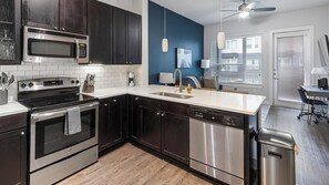 Fridge, dining tables
