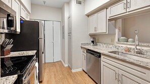 Fridge, dining tables