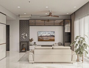 Departamento panorámico, 3 habitaciones, balcón, vista a la ciudad | Ropa de cama hipoalergénica, minibar y decoración personalizada 