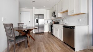 Fridge, dining tables