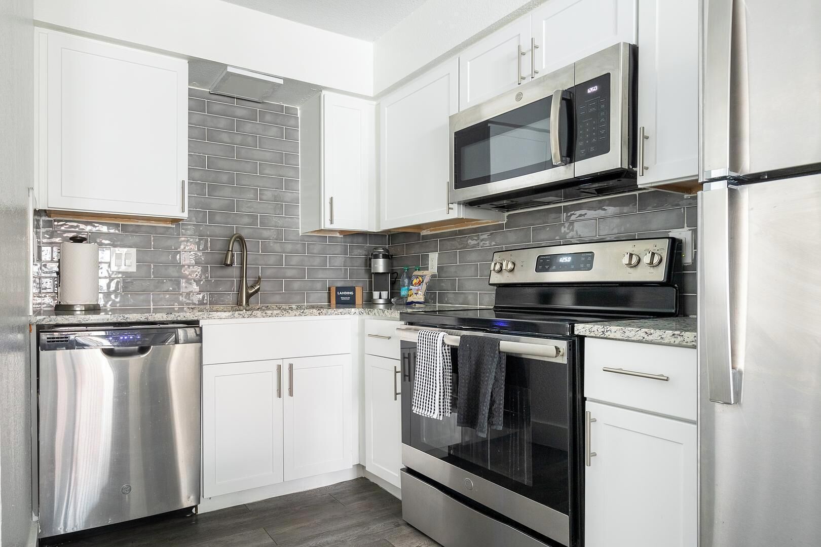 Fridge, dining tables