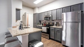 Fridge, dining tables