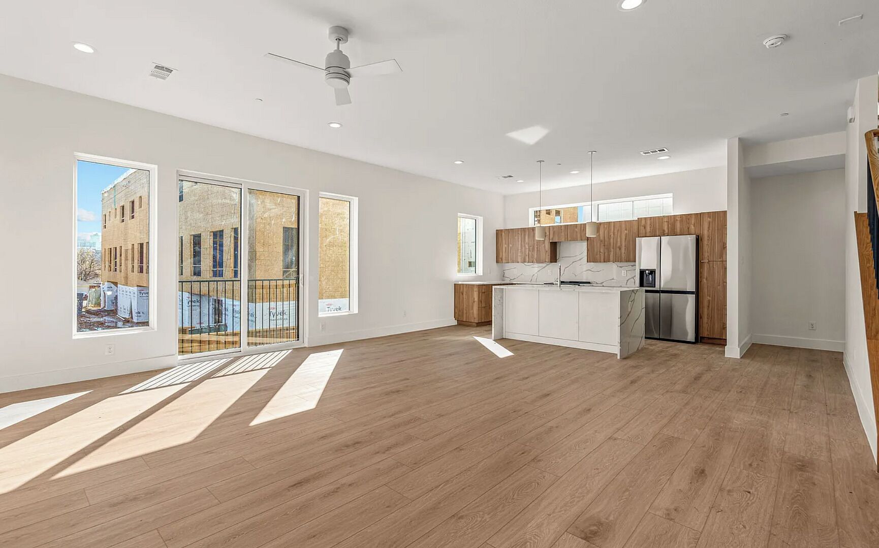 Fridge, dining tables