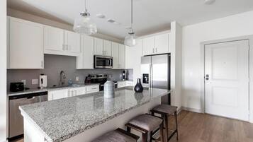 Fridge, dining tables