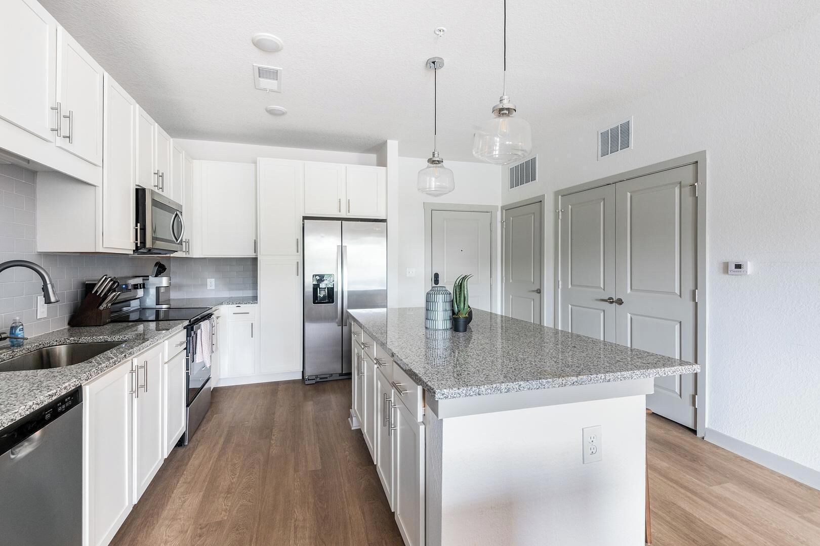 Fridge, dining tables