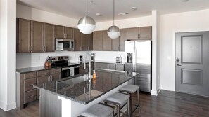 Fridge, dining tables - Landing | Stunning 2BD, Pool, Clubhouse (Madison)