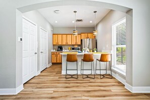 Fridge, dining tables