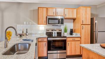 Fridge, dining tables