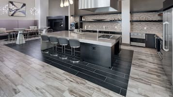 Fridge, dining tables