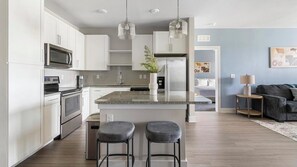 Fridge, dining tables