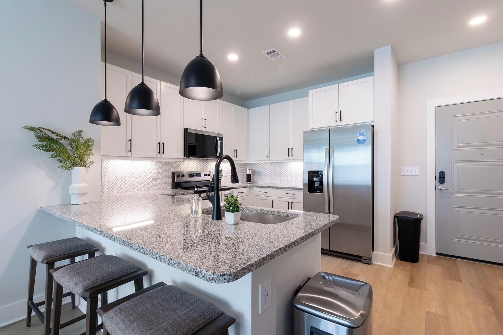 Fridge, dining tables