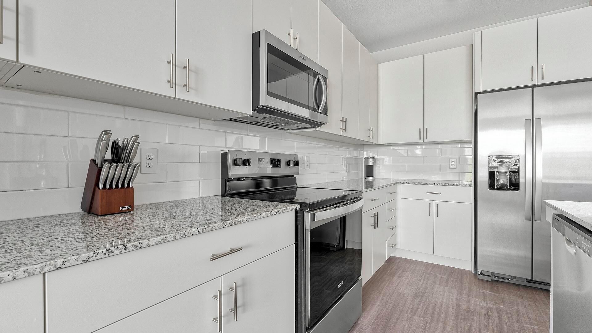 Fridge, dining tables